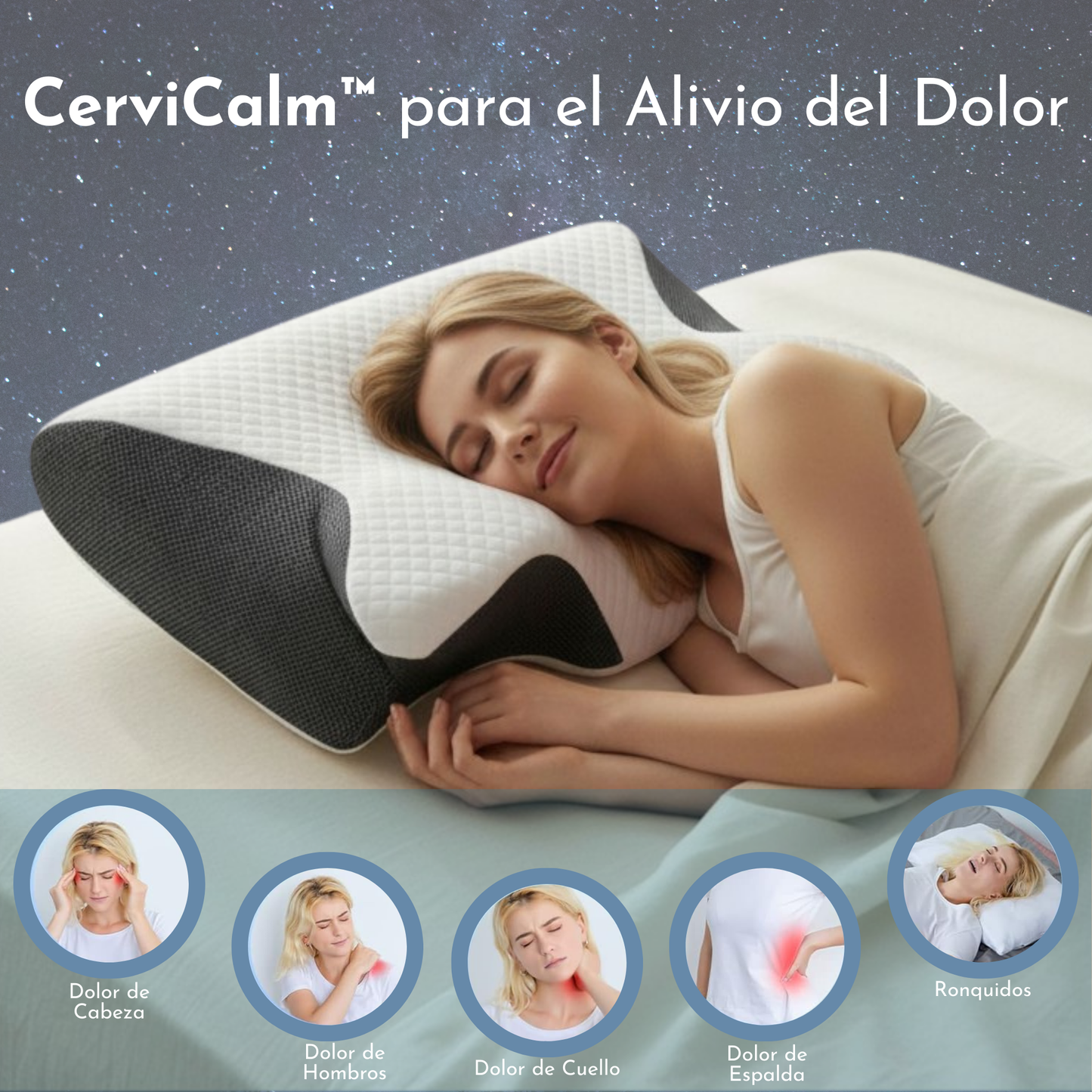 CerviCalm™ – Almohada Cervical Ergonómica